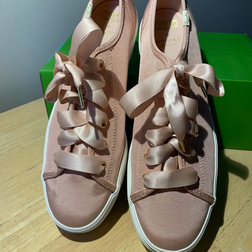 Rare!! Kate Spade x Keds- Triple Kick Sneakers in Blush Satin